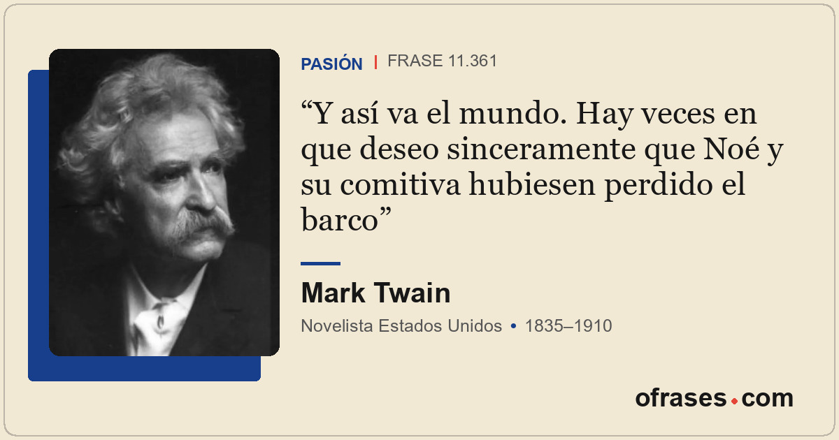 Y así va el mundo. Hay veces en que deseo sinceramente que Noé y su comitiva hub...