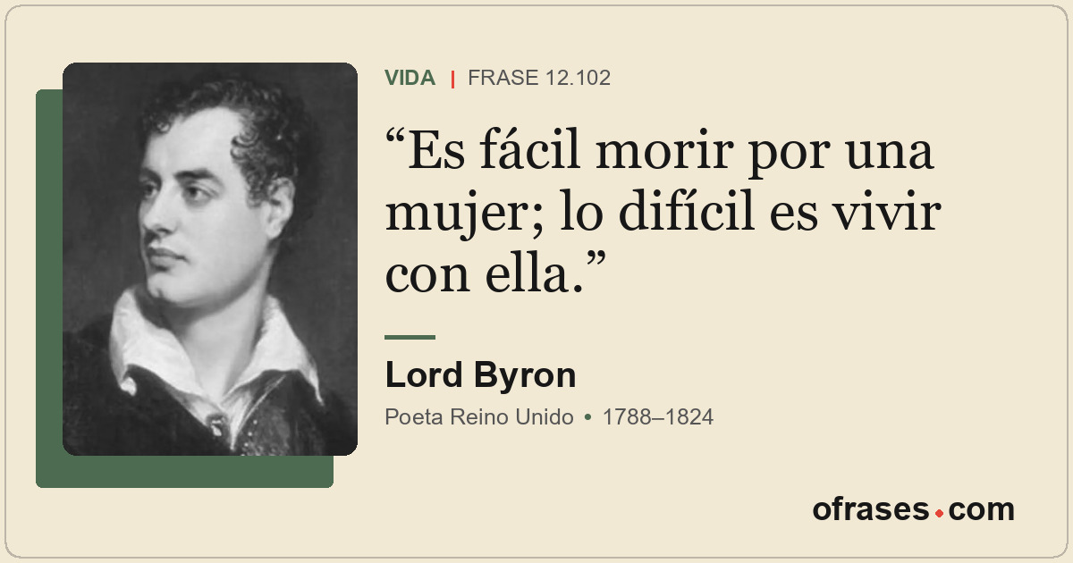 Es fácil morir por una mujer; lo difícil es vivir con ella.