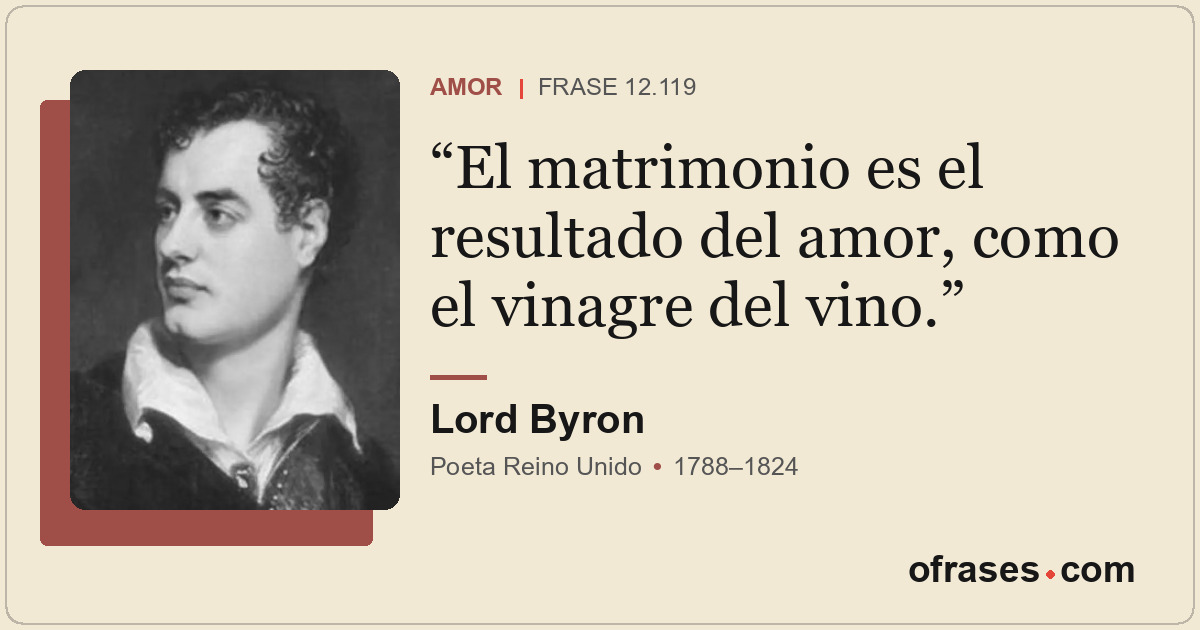 El matrimonio es el resultado del amor, como el vinagre del vino.