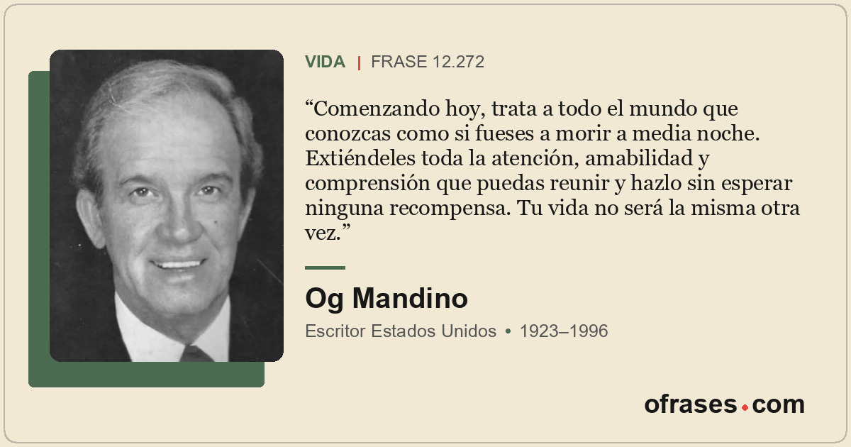 Comenzando hoy, trata a todo el mundo que conozcas como si fueses a morir a medi...