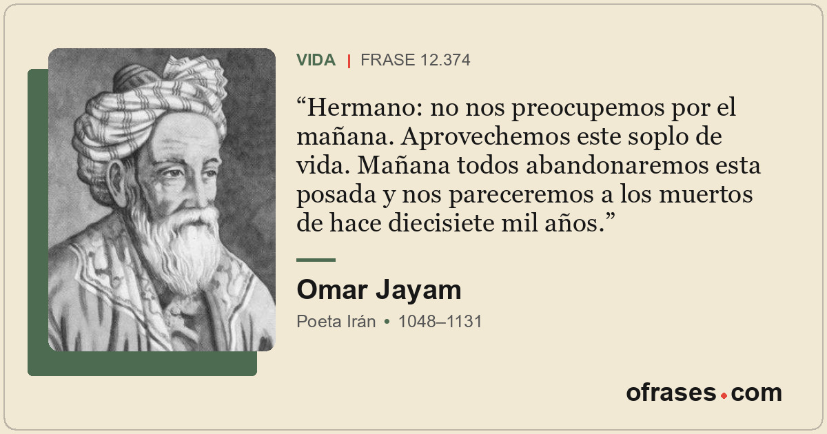 Hermano: no nos preocupemos por el mañana. Aprovechemos este soplo de vida. Maña...