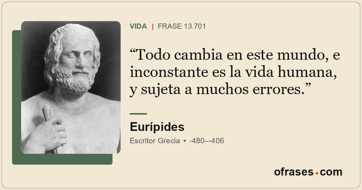 Todo cambia en este mundo, e inconstante es la vida humana, y sujeta a muchos er...