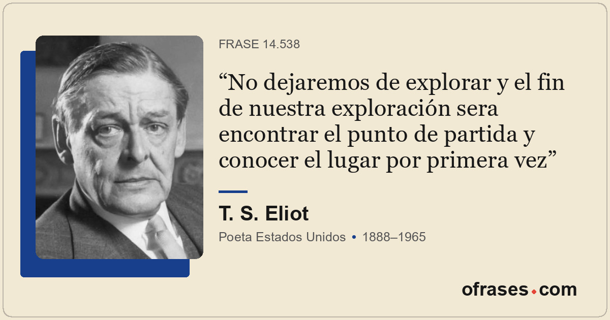 No dejaremos de explorar y el fin de nuestra exploración sera encontrar el punto...