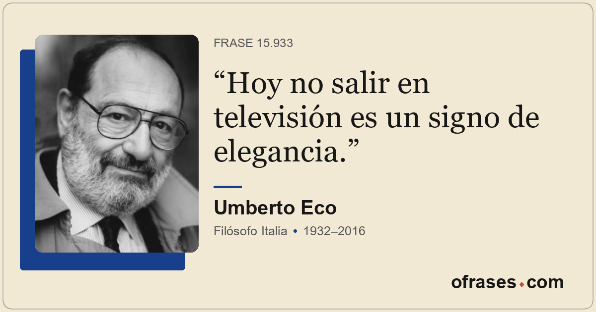 Hoy no salir en televisión es un signo de elegancia.