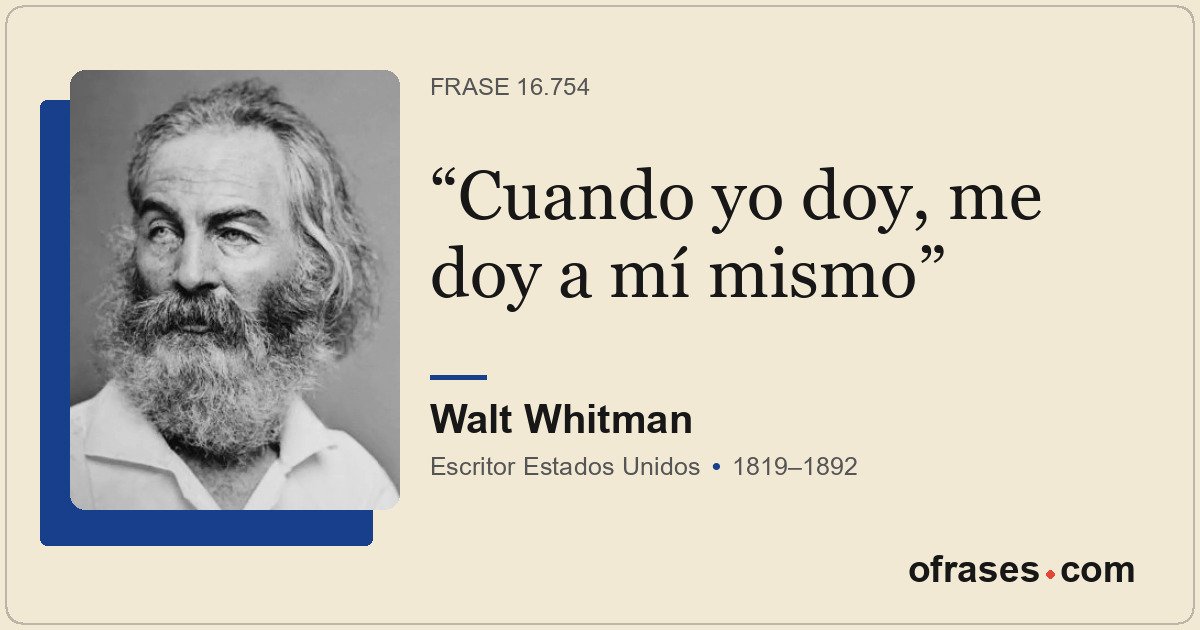 Cuando yo doy, me doy a mí mismo
