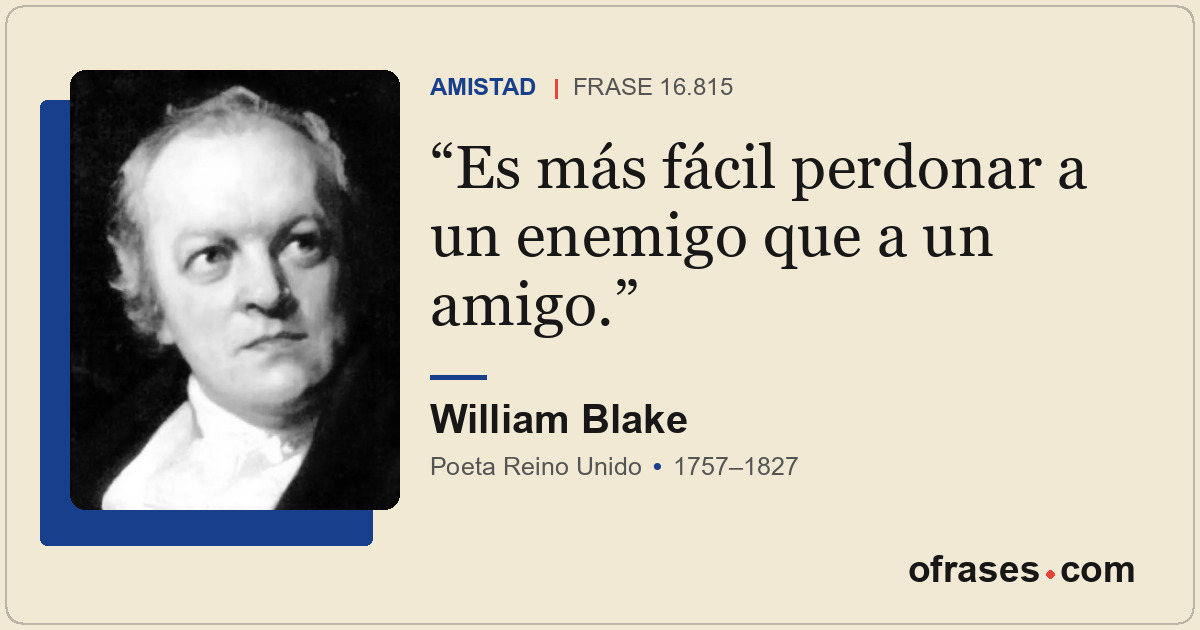 Es más fácil perdonar a un enemigo que a un amigo.