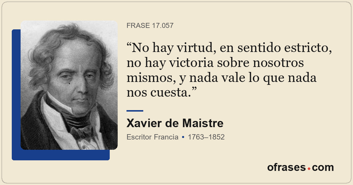 No hay virtud, en sentido estricto, no hay victoria sobre nosotros mismos, y nad...