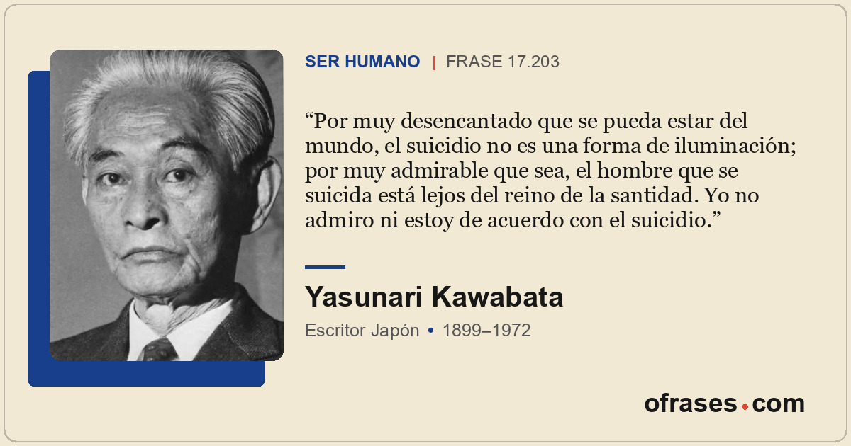 Por muy desencantado que se pueda estar del mundo, el suicidio no es una forma d...