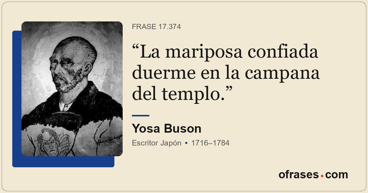 La mariposa confiada duerme en la campana del templo.