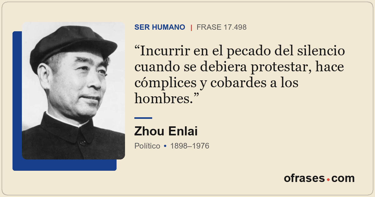 Incurrir en el pecado del silencio cuando se debiera protestar, hace cómplices y...