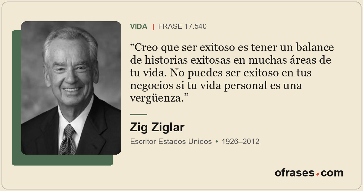 Creo que ser exitoso es tener un balance de historias exitosas en muchas áreas d...