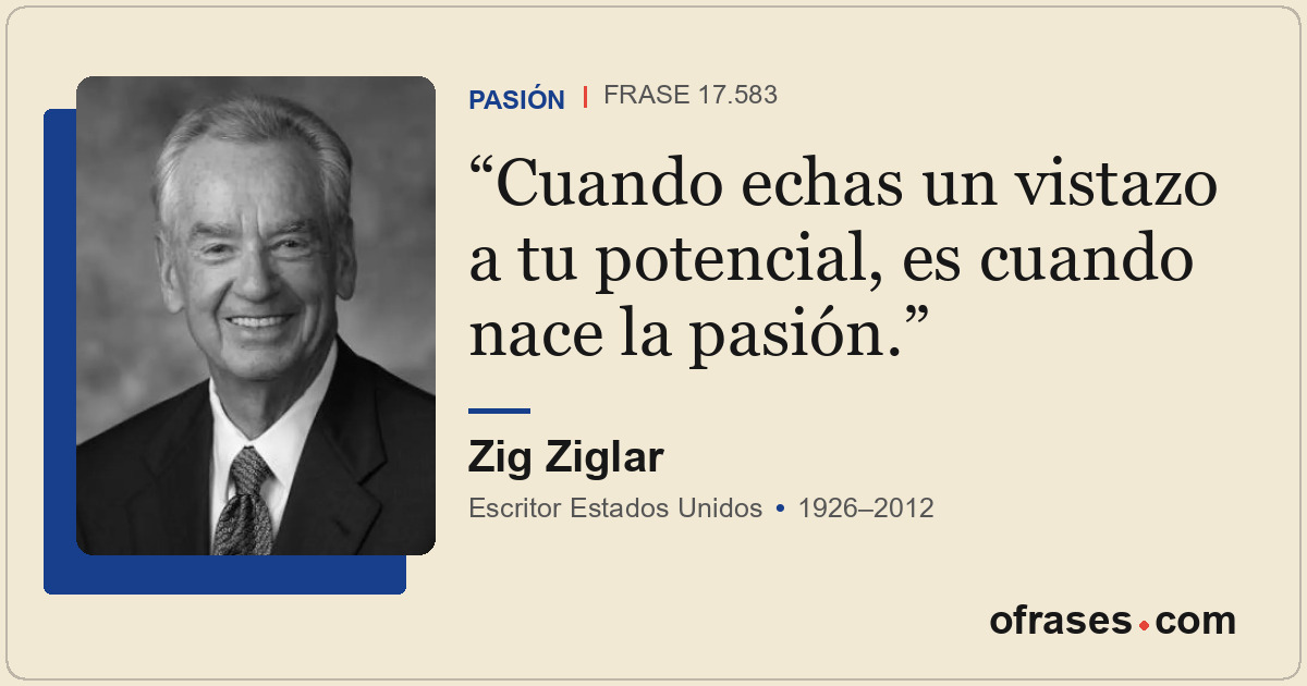 Cuando echas un vistazo a tu potencial, es cuando nace la pasión.