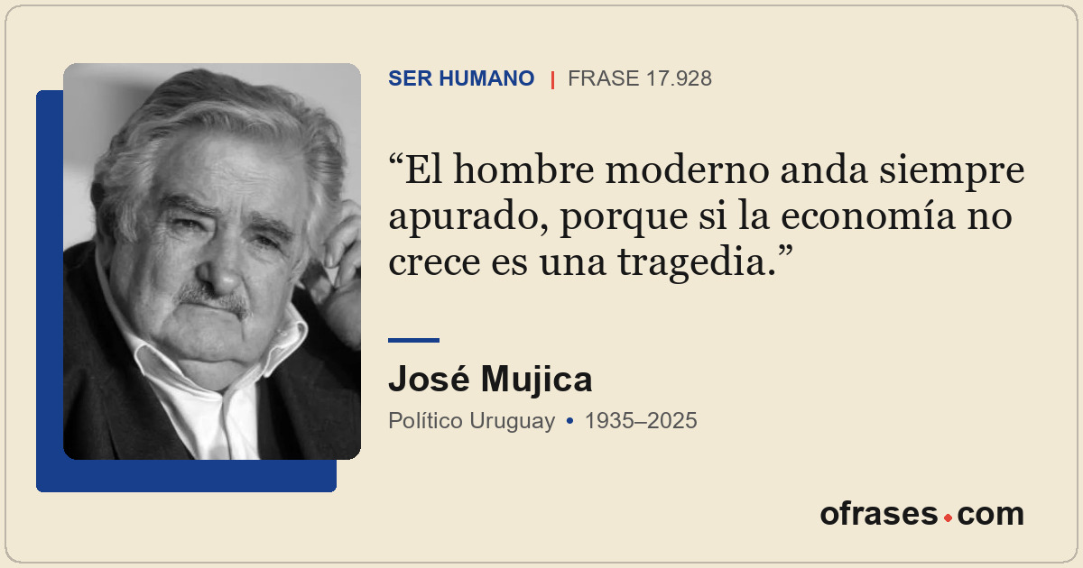 El hombre moderno anda siempre apurado, porque si la economía no crece es una tr...
