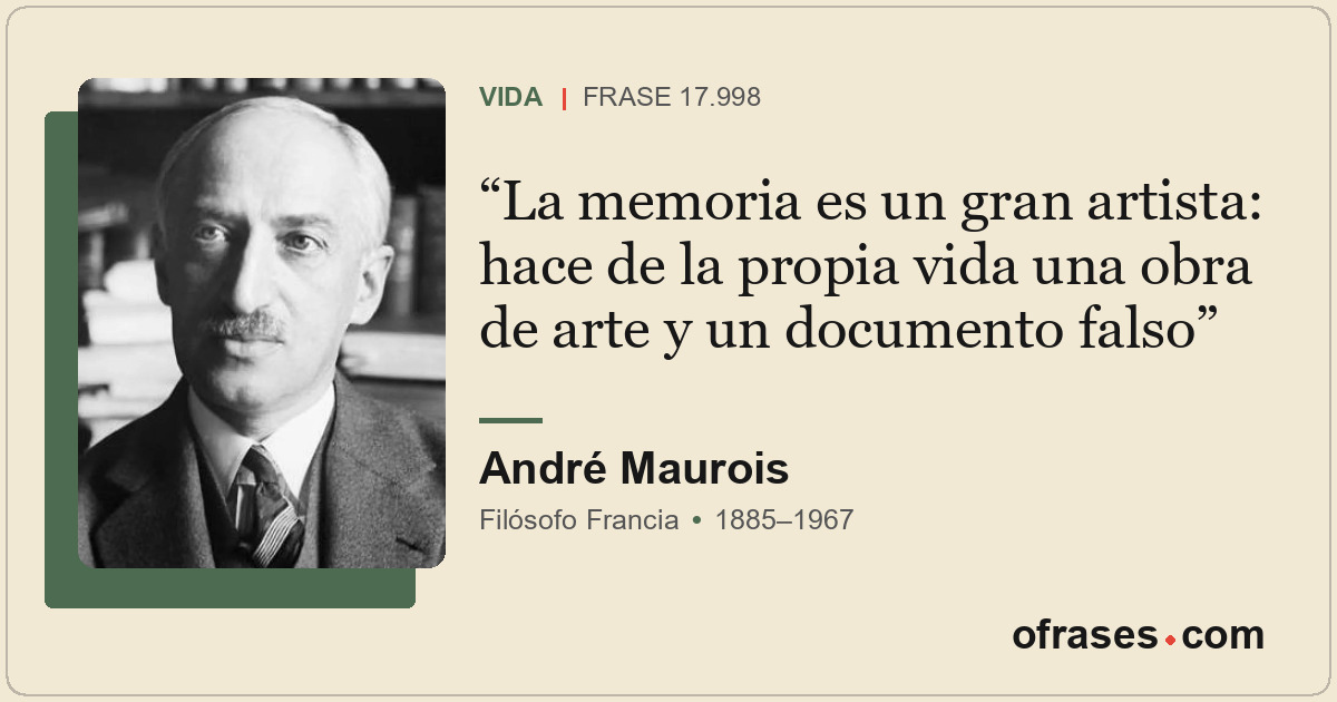 La memoria es un gran artista: hace de la propia vida una obra de arte y un docu...