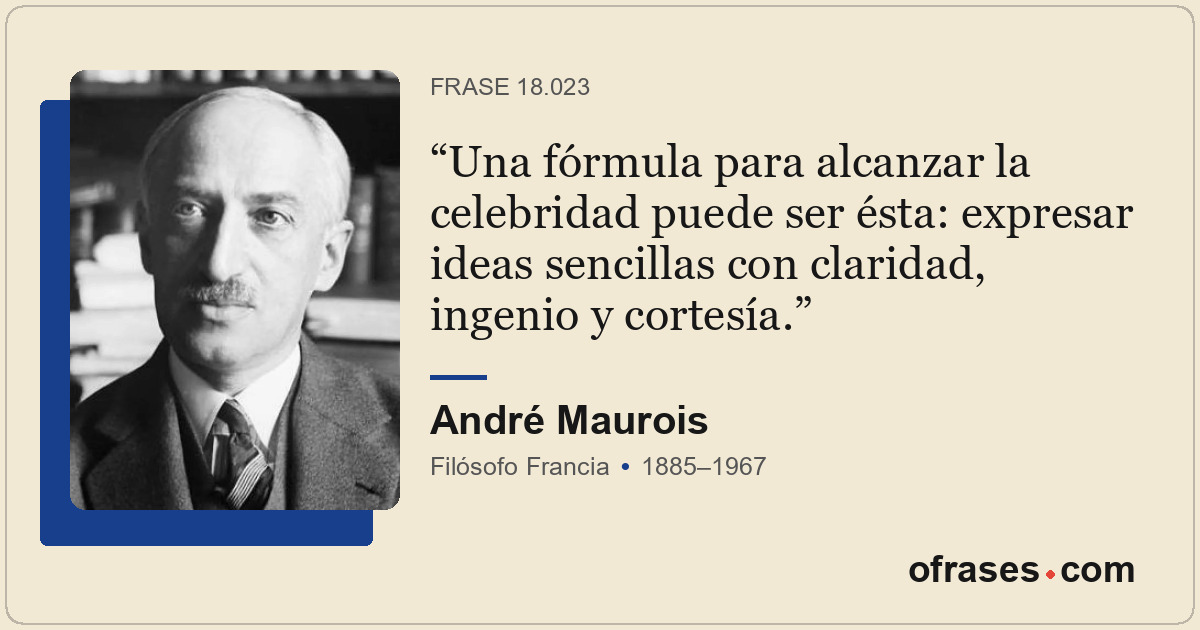 Una fórmula para alcanzar la celebridad puede ser ésta: expresar ideas sencillas...