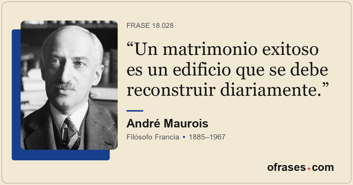 Un matrimonio exitoso es un edificio que se debe reconstruir diariamente.