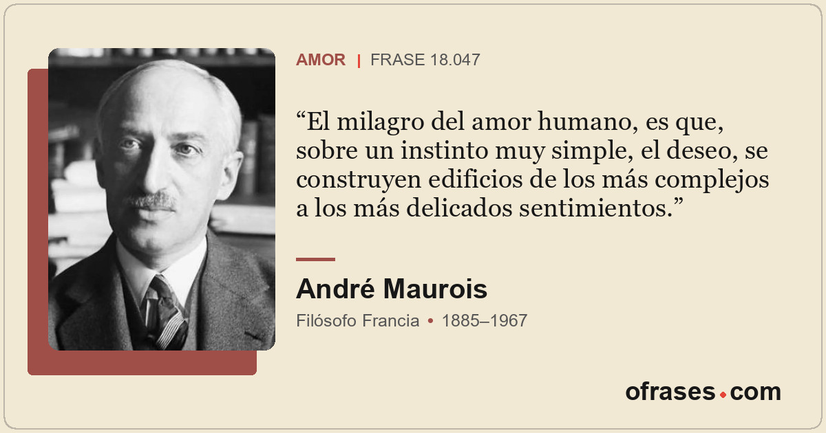 El milagro del amor humano, es que, sobre un instinto muy simple, el deseo, se c...