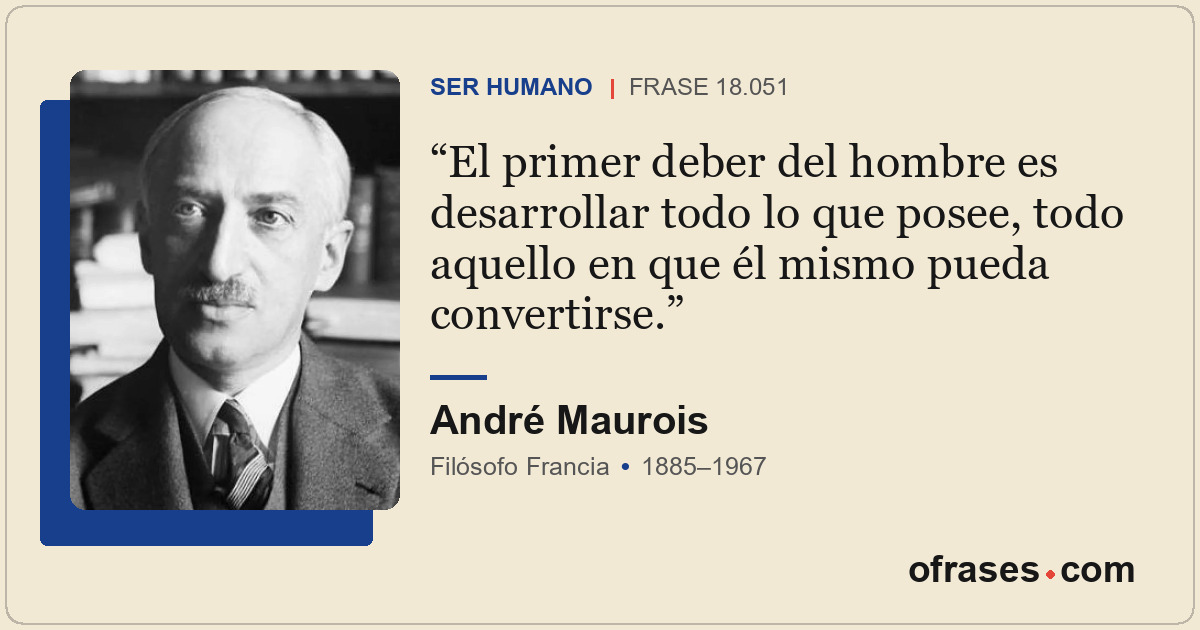 El primer deber del hombre es desarrollar todo lo que posee, todo aquello en que...