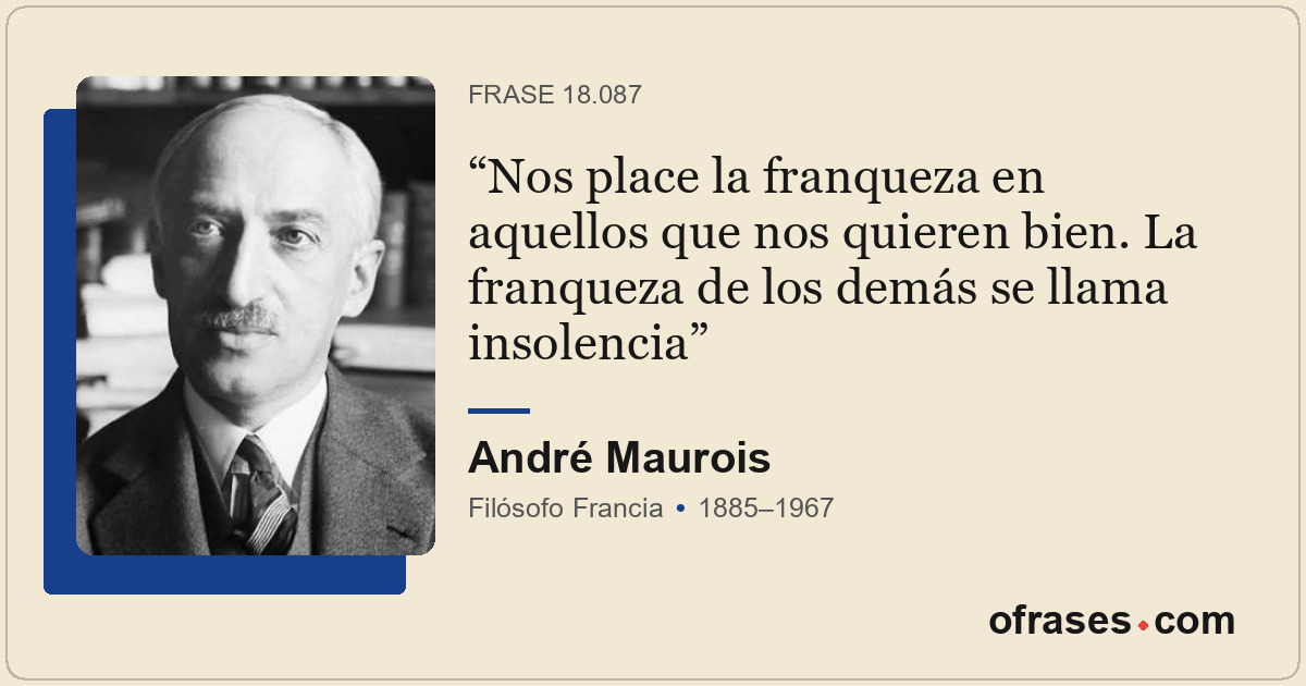 Nos place la franqueza en aquellos que nos quieren bien. La franqueza de los dem...