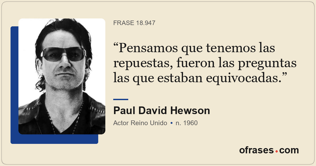 Pensamos que tenemos las repuestas, fueron las preguntas las que estaban equivoc...