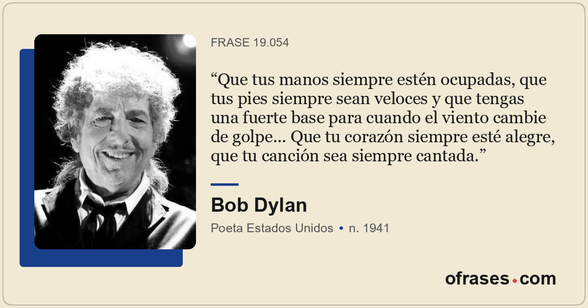 Que tus manos siempre estén ocupadas, que tus pies siempre sean veloces y que te...
