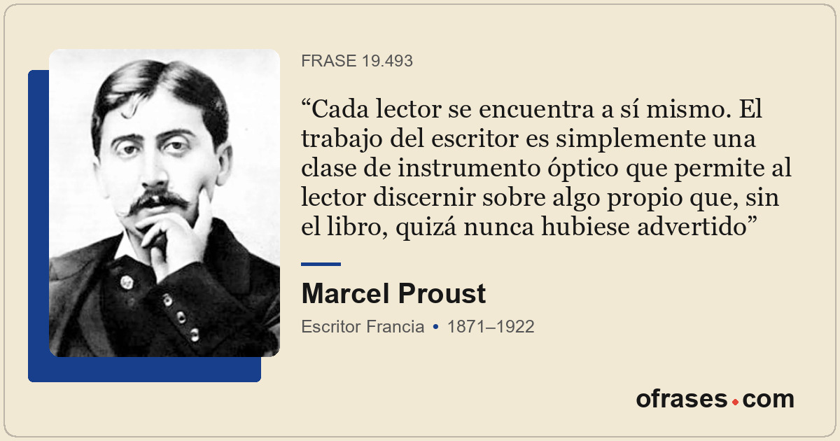 Cada lector se encuentra a sí mismo. El trabajo del escritor es simplemente una...