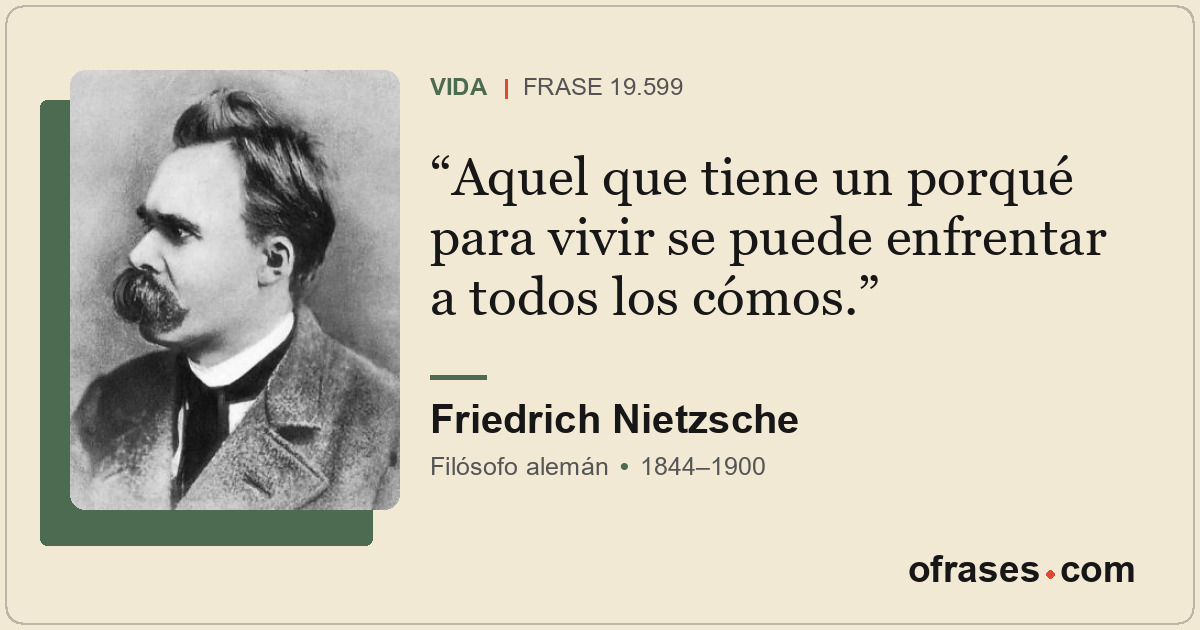 Aquel que tiene un porqué para vivir se puede enfrentar a todos los cómos.