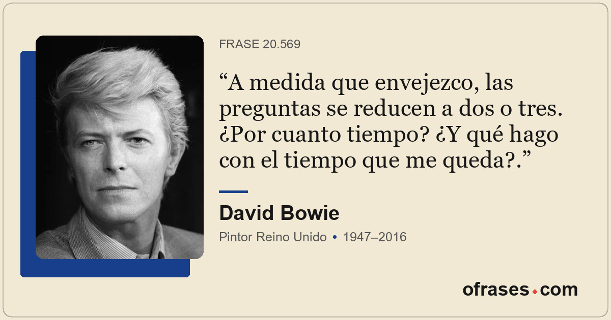 A medida que envejezco, las preguntas se reducen a dos o tres. ¿Por cuanto tiemp...