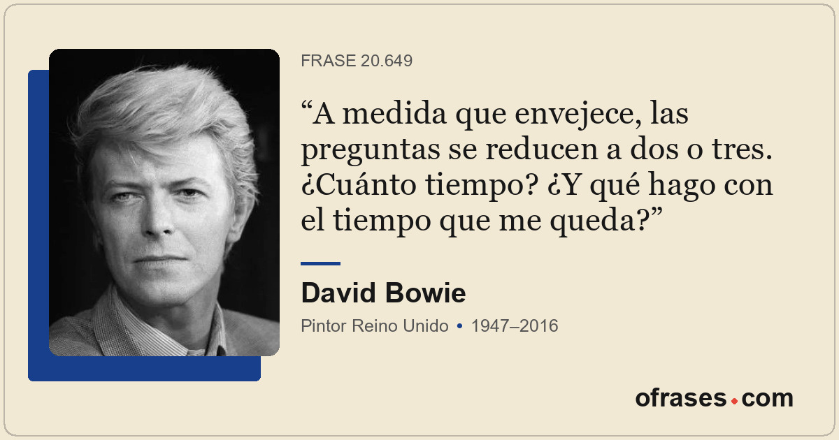 A medida que envejece, las preguntas se reducen a dos o tres. ¿Cuánto tiempo? ¿Y...