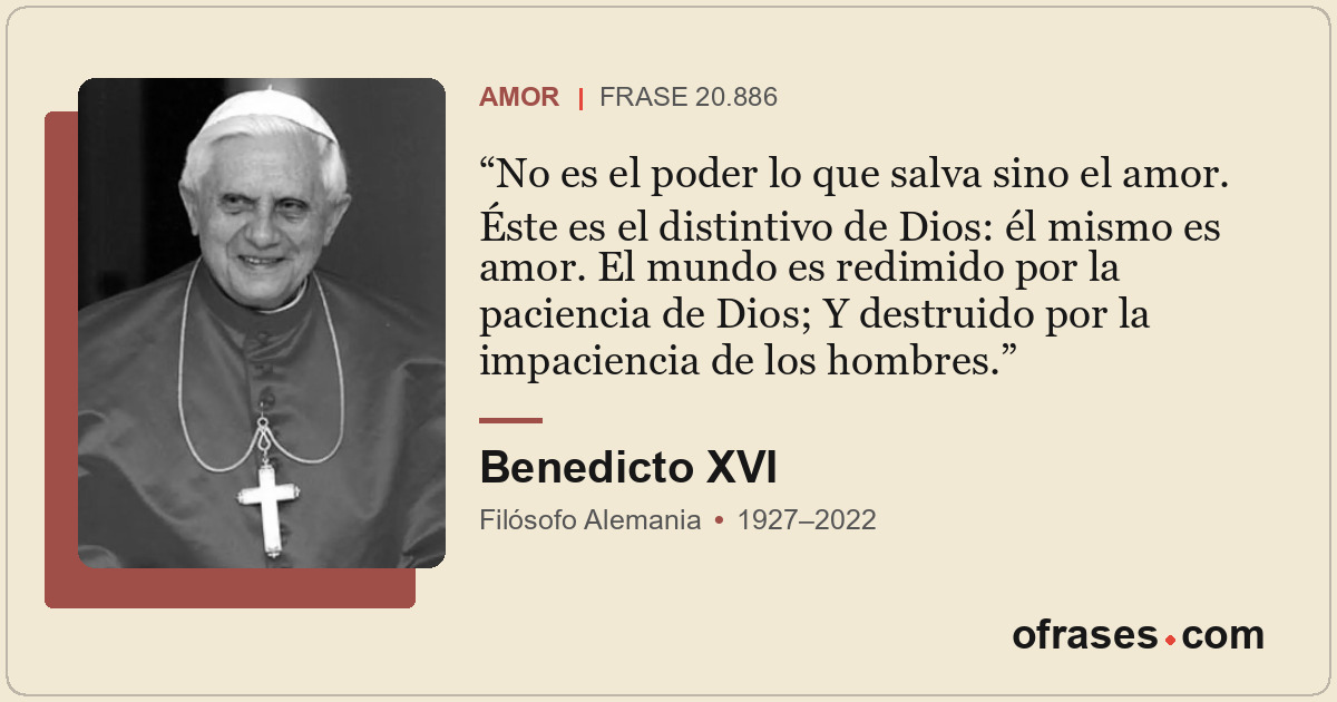 No es el poder lo que salva sino el amor. Éste es el distintivo de Dios: él mism...