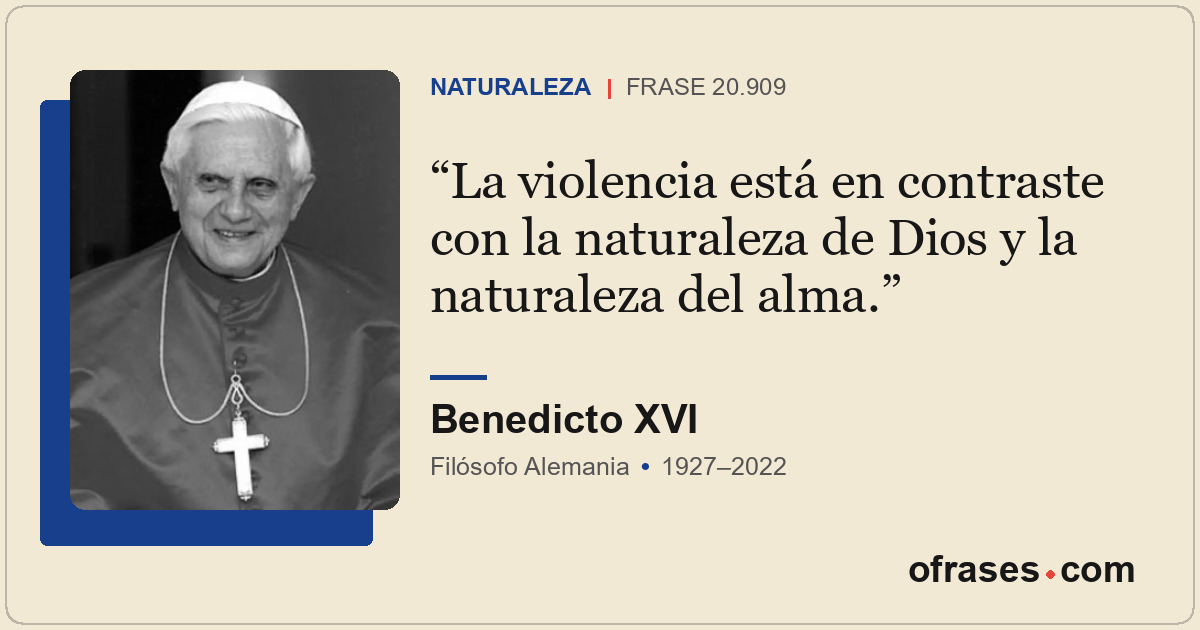 La violencia está en contraste con la naturaleza de Dios y la naturaleza del alm...