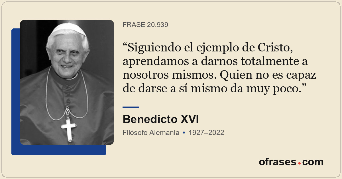 Siguiendo el ejemplo de Cristo, aprendamos a darnos totalmente a nosotros mismos...