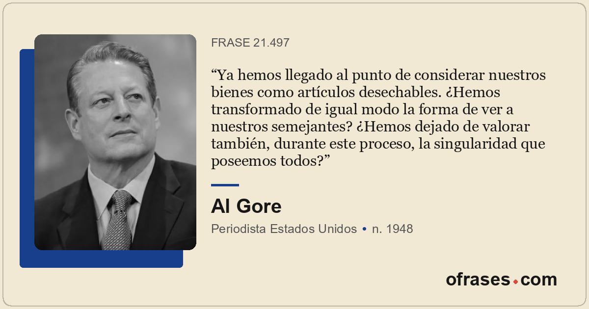 Ya hemos llegado al punto de considerar nuestros bienes como artículos desechabl...