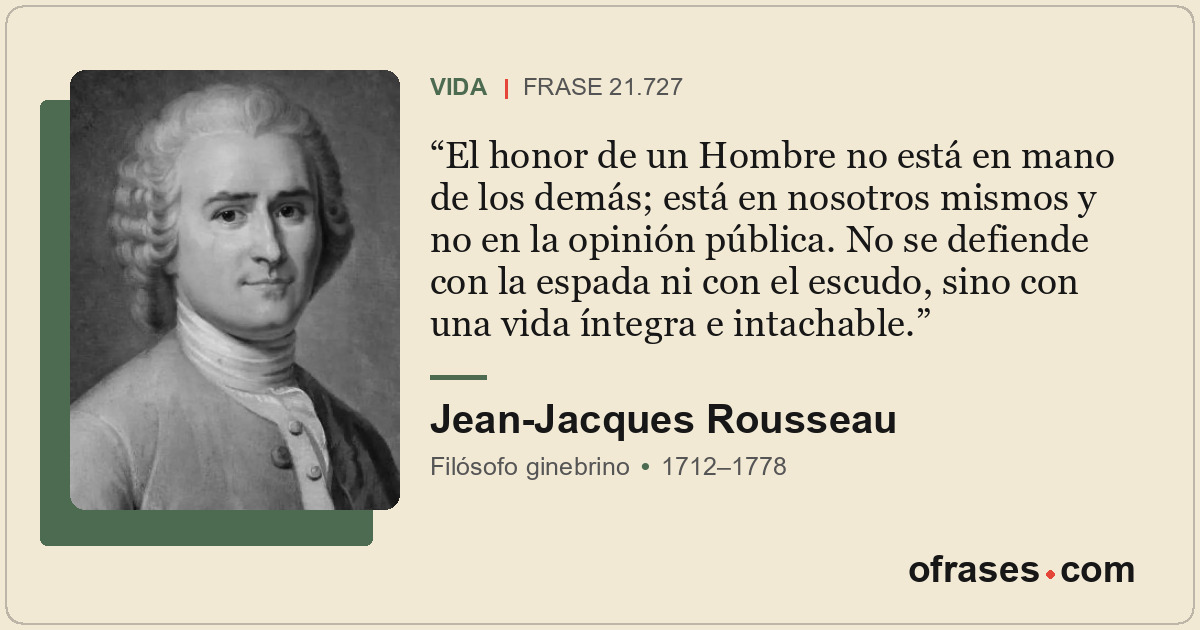 El honor de un Hombre no está en mano de los demás; está en nosotros mismos y no...