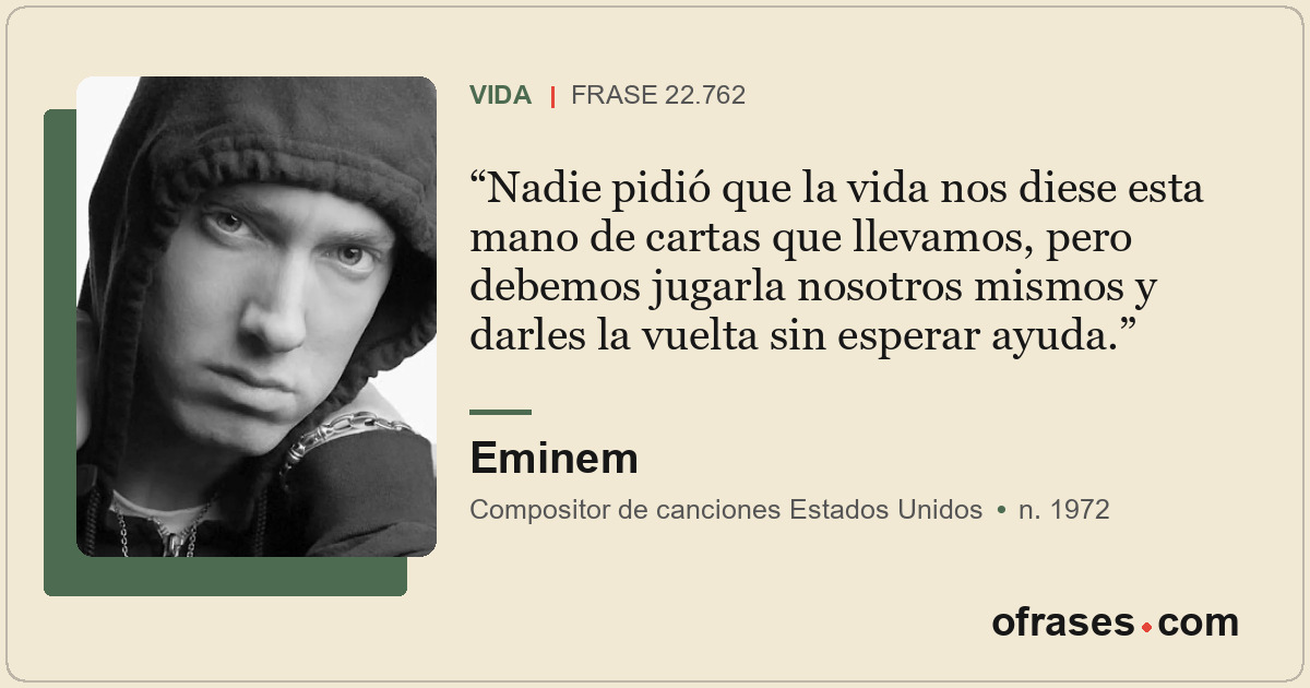 Nadie pidió que la vida nos diese esta mano de cartas que llevamos, pero debemos...