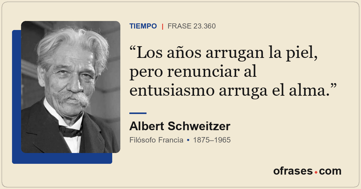 Los años arrugan la piel, pero renunciar al entusiasmo arruga el alma.