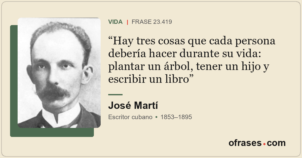Hay tres cosas que cada persona debería hacer durante su vida: plantar un árbol,...