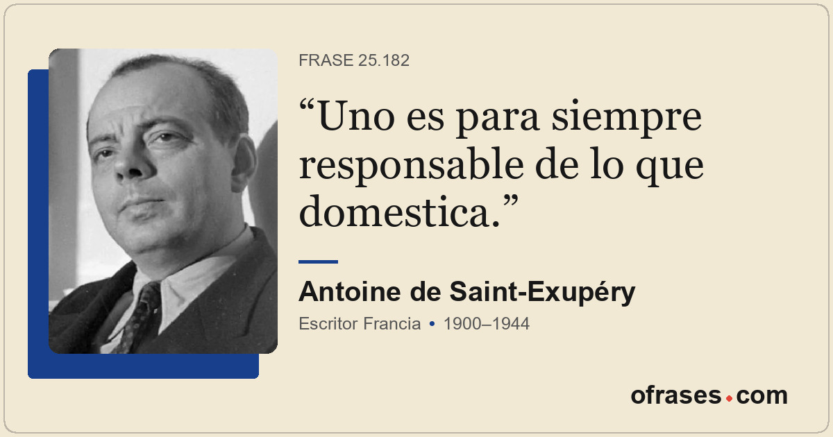 Uno es para siempre responsable de lo que domestica.