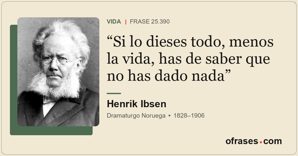 Si lo dieses todo, menos la vida, has de saber que no has dado nada