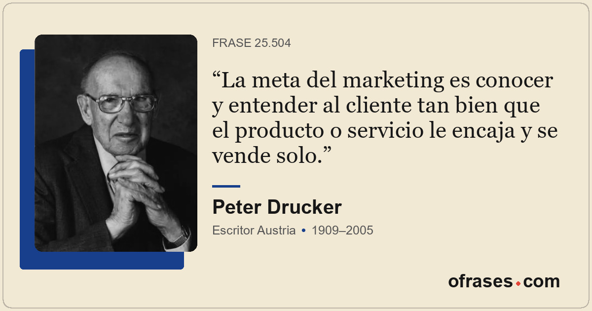 La meta del marketing es conocer y entender al cliente tan bien que el producto...