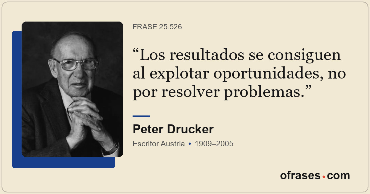 Los resultados se consiguen al explotar oportunidades, no por resolver problemas...