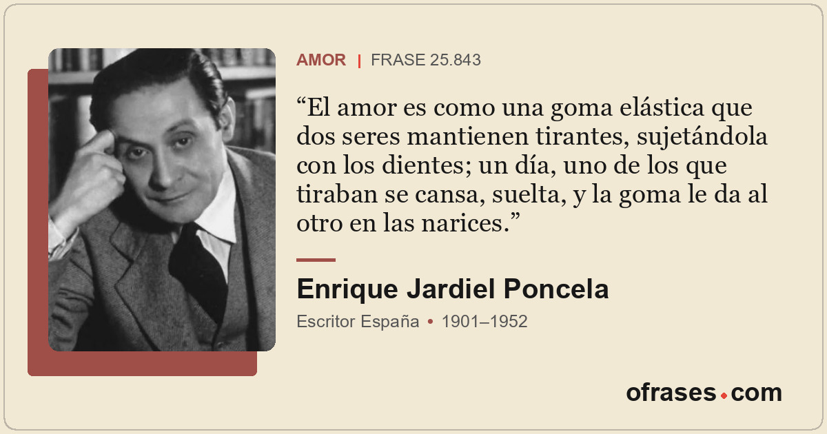 El amor es como una goma elástica que dos seres mantienen tirantes, sujetándola...