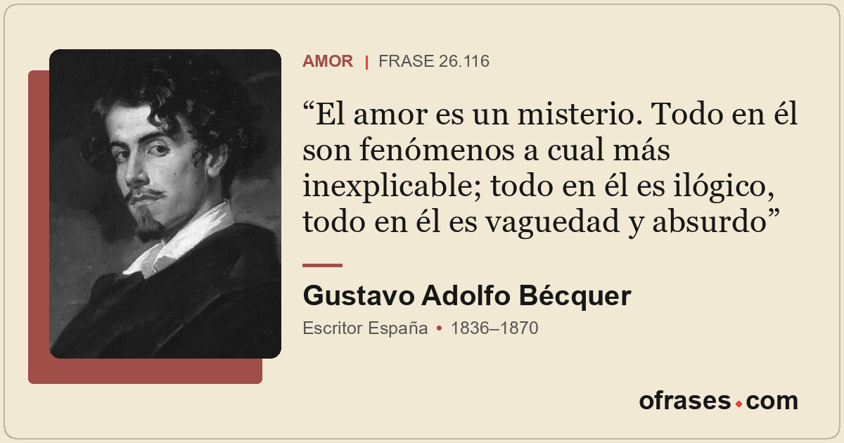 El amor es un misterio. Todo en él son fenómenos a cual más inexplicable; todo e...