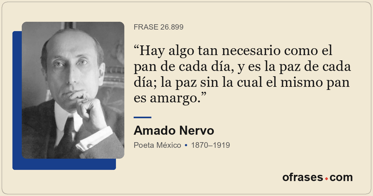 Hay algo tan necesario como el pan de cada día, y es la paz de cada día; la paz...