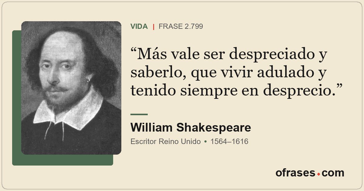Más vale ser despreciado y saberlo, que vivir adulado y tenido siempre en despre...