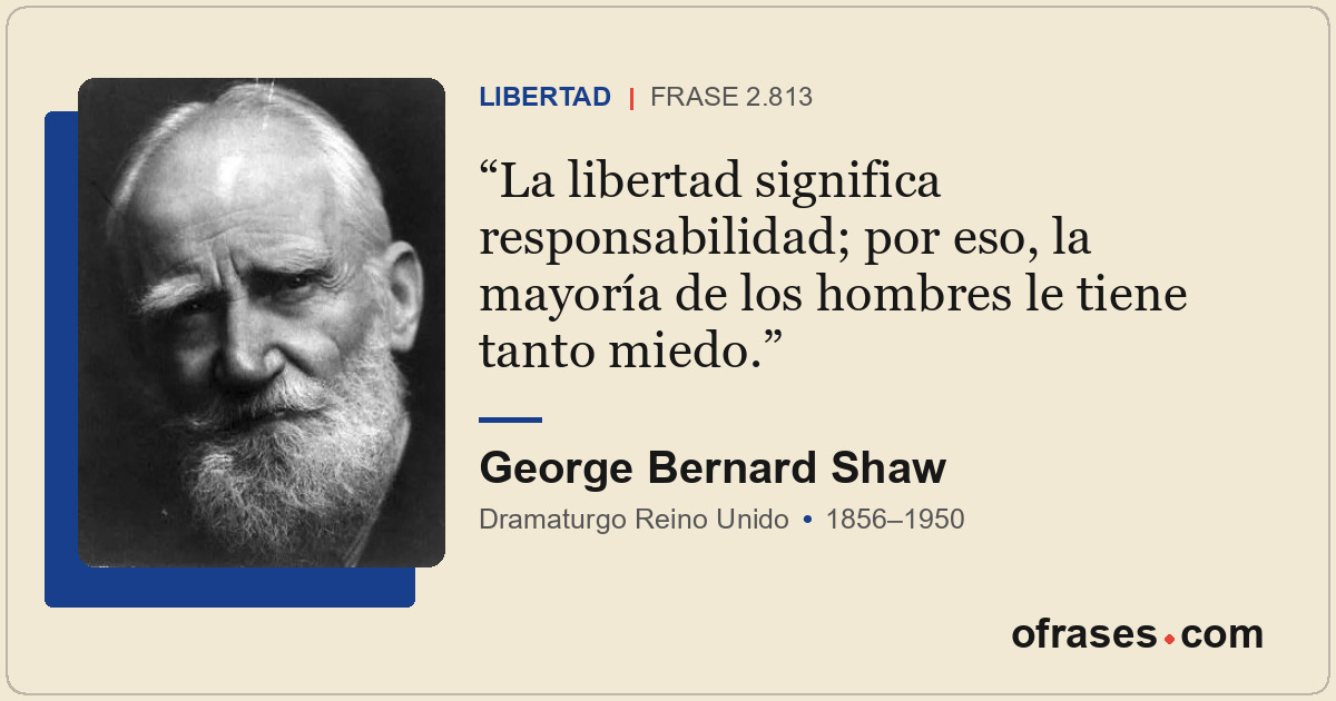 La libertad significa responsabilidad; por eso, la mayoría de los hombres le tie...