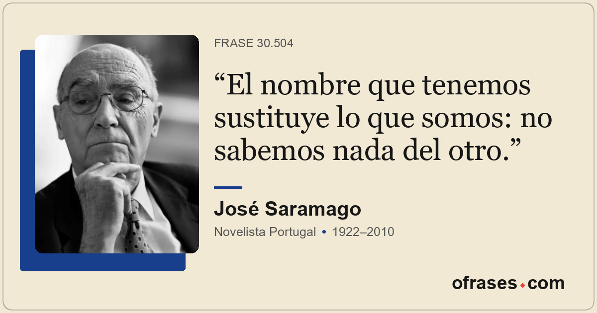 El nombre que tenemos sustituye lo que somos: no sabemos nada del otro.