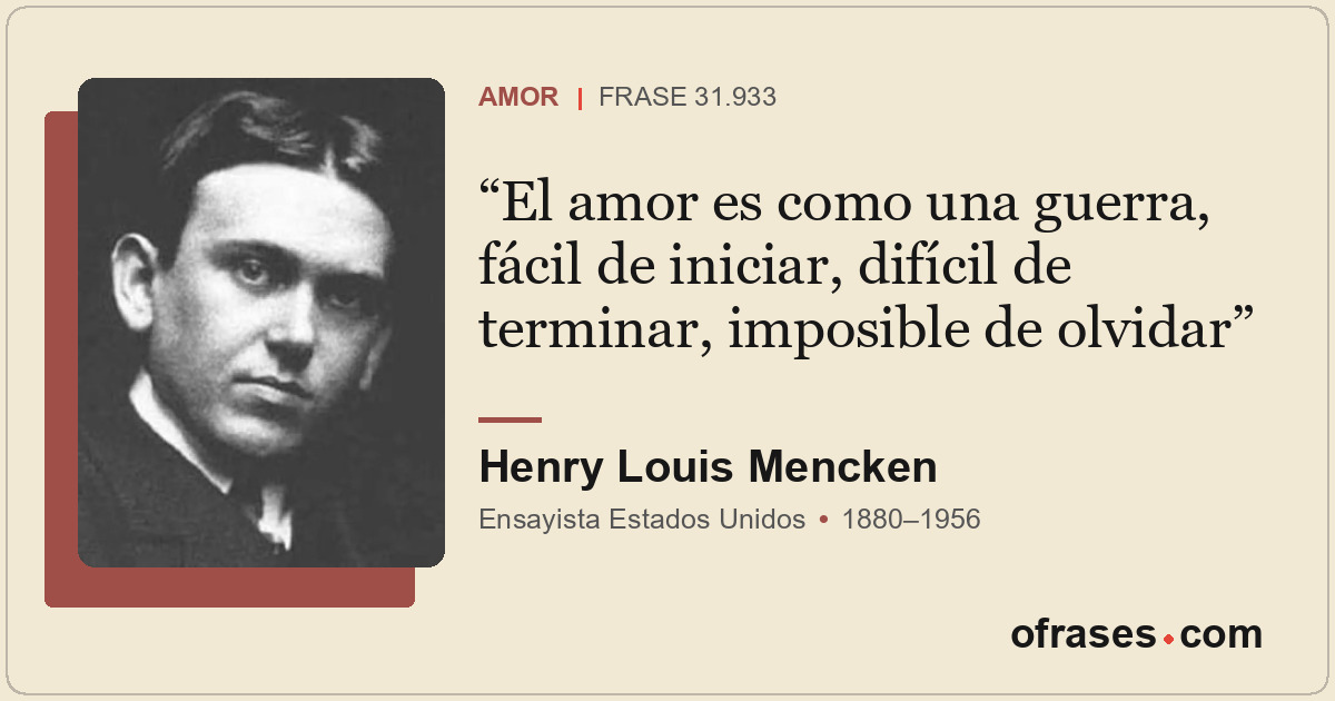 El amor es como una guerra, fácil de iniciar, difícil de terminar, imposible de...
