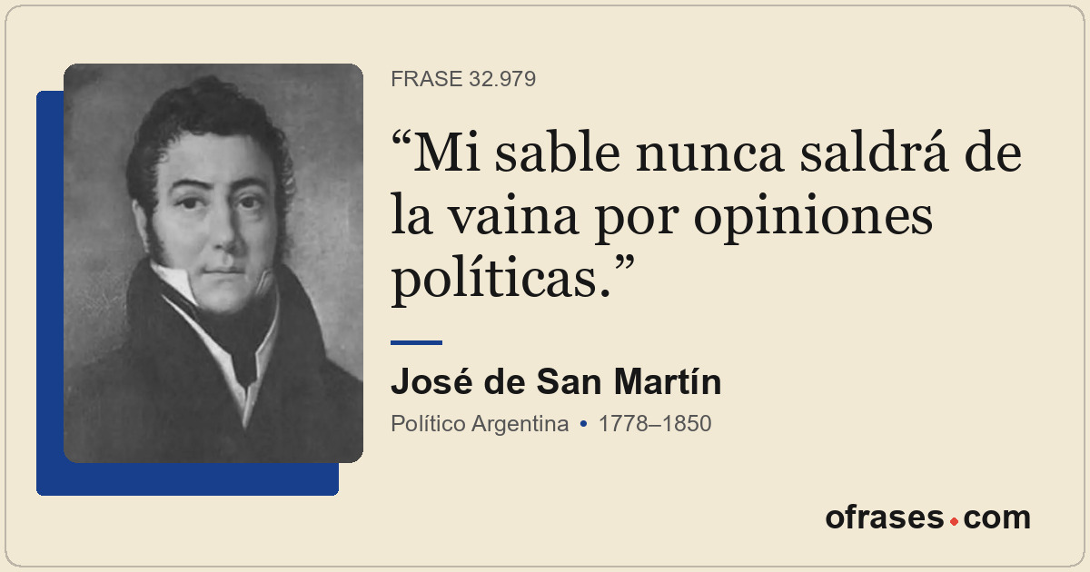 Mi sable nunca saldrá de la vaina por opiniones políticas.