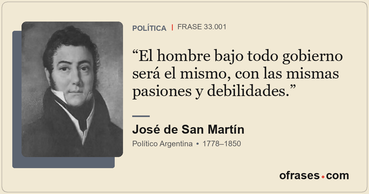 El hombre bajo todo gobierno será el mismo, con las mismas pasiones y debilidade...